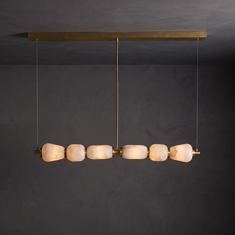 Alabaster Pebble Linear Chandelier