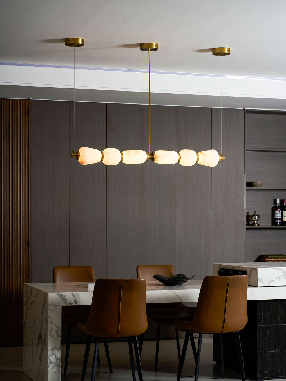 Alabaster Pebble Linear Chandelier