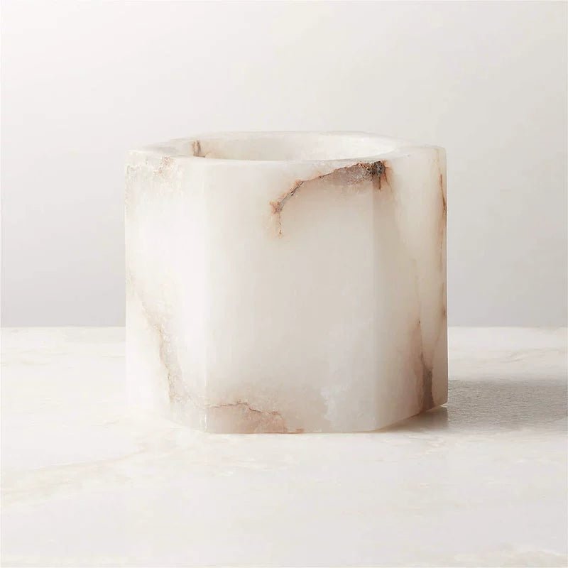Alabaster Cube Candle Holder - Vakkerlight