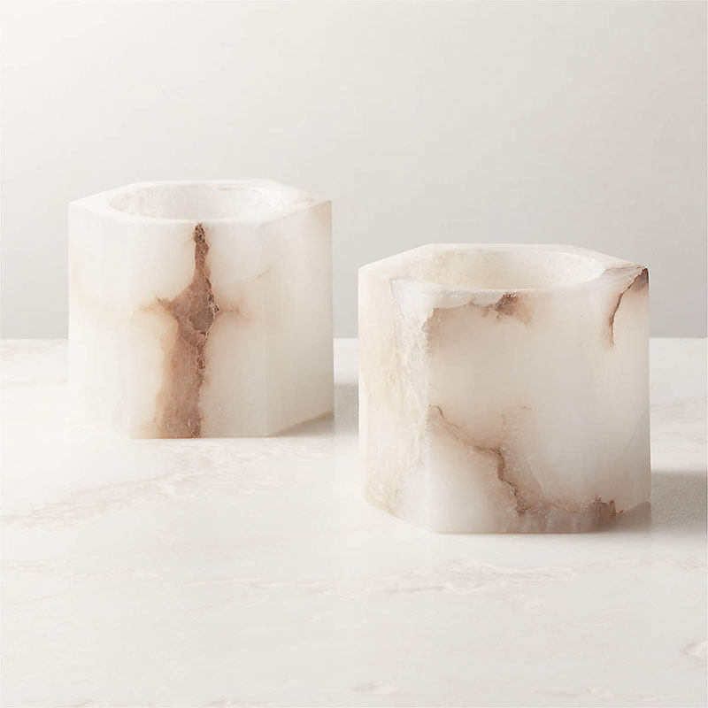 Alabaster Cube Candle Holder - Vakkerlight