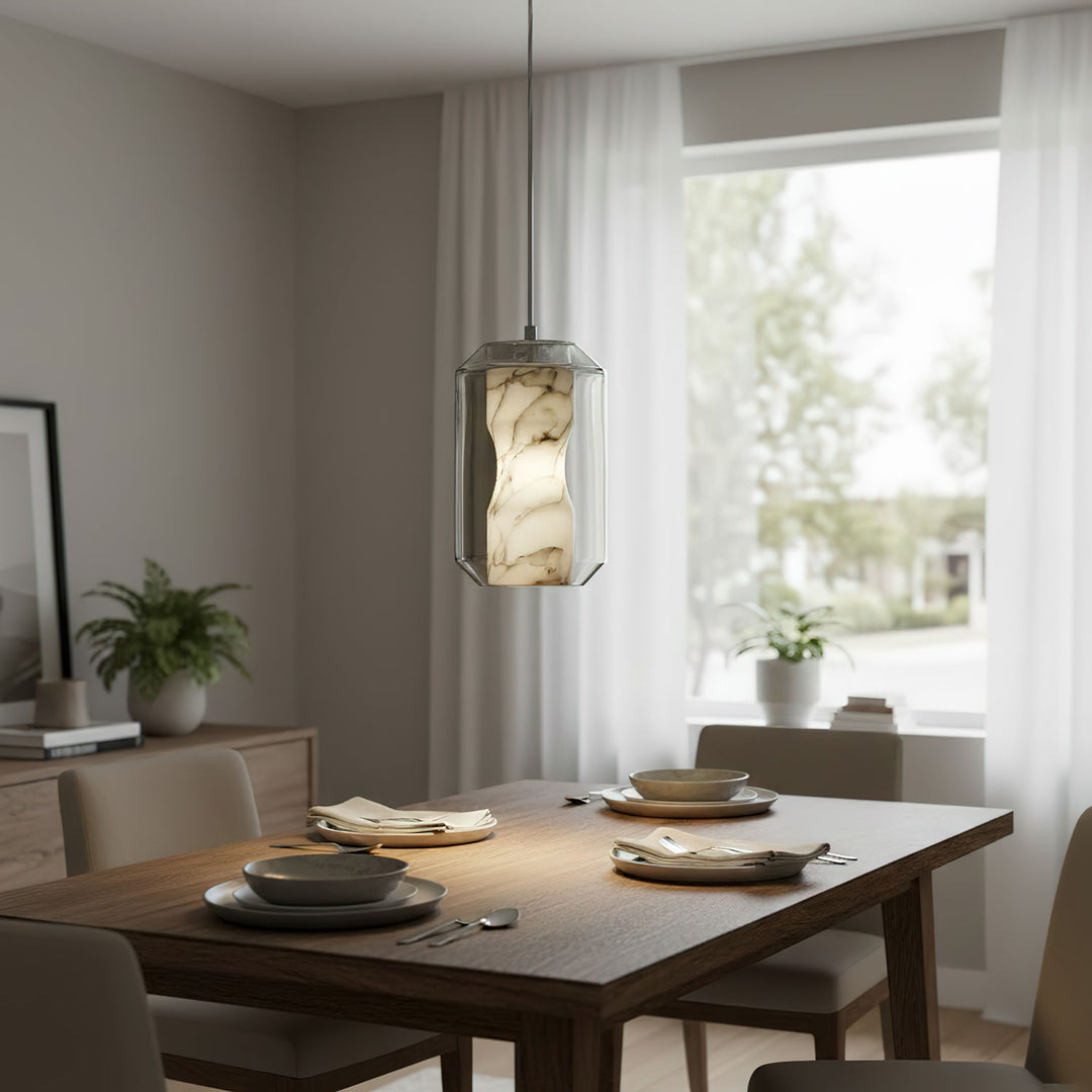 Alabaster Glass Cylinder Pendant Light - Vakkerlight