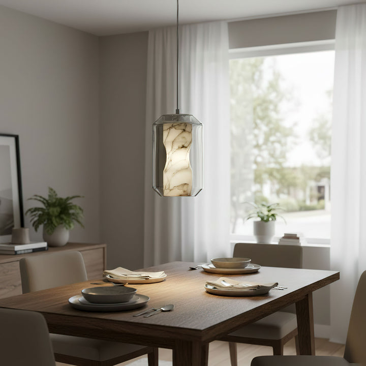 Alabaster Glass Cylinder Pendant Light - Vakkerlight