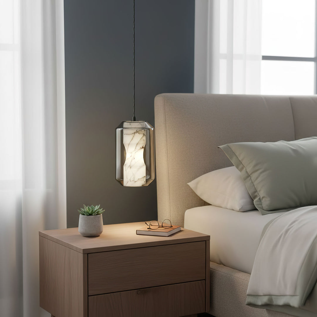 Alabaster Glass Cylinder Pendant Light - Vakkerlight