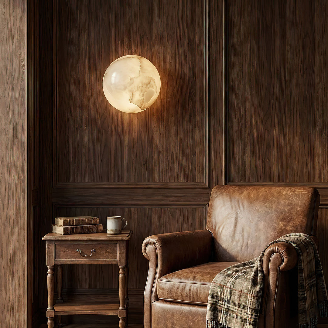 Alabaster Mini Orb Wall Lamp