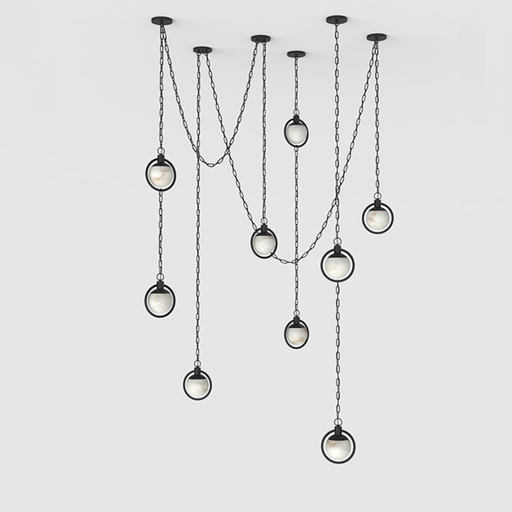 Alabaster Orb Swag Chain Pendant Lamp - Vakkerlight