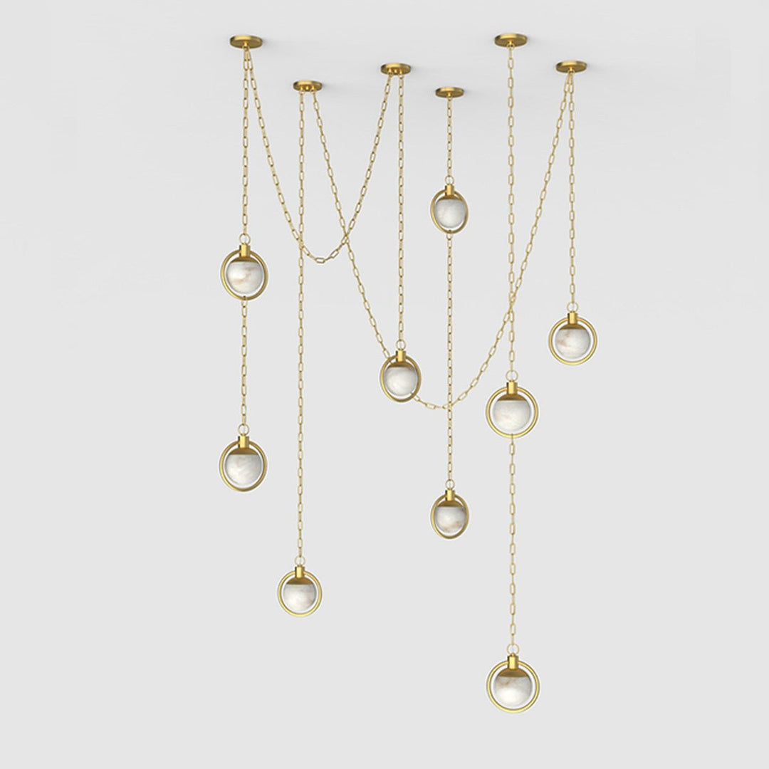 Alabaster Orb Swag Chain Pendant Lamp - Vakkerlight