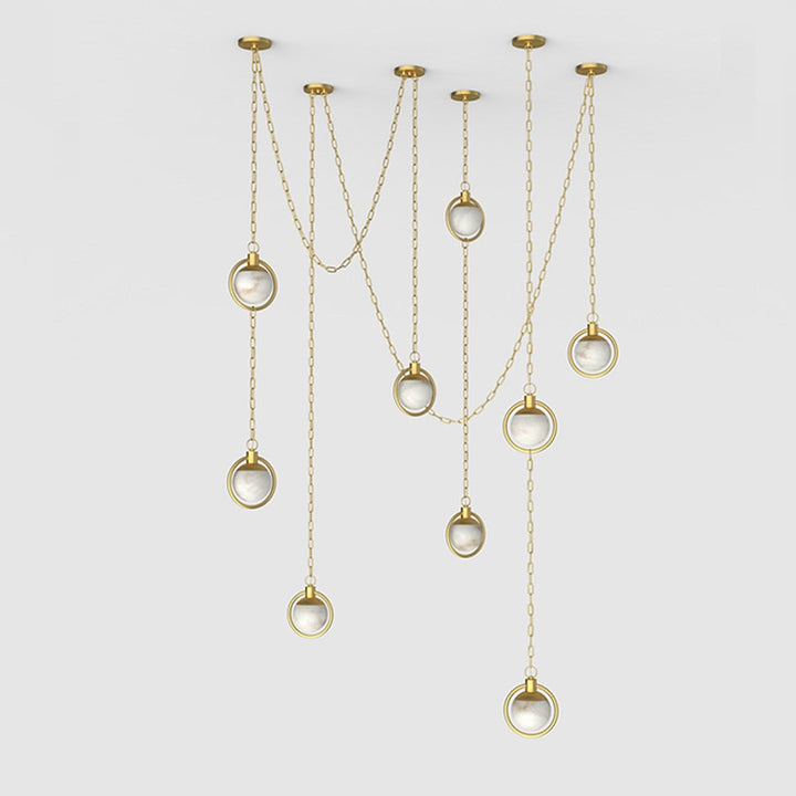 Alabaster Orb Swag Chain Pendant Lamp - Vakkerlight