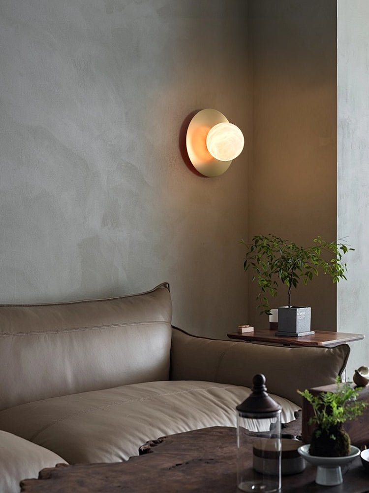 Round Alabaster Orb Sconce - Vakkerlight