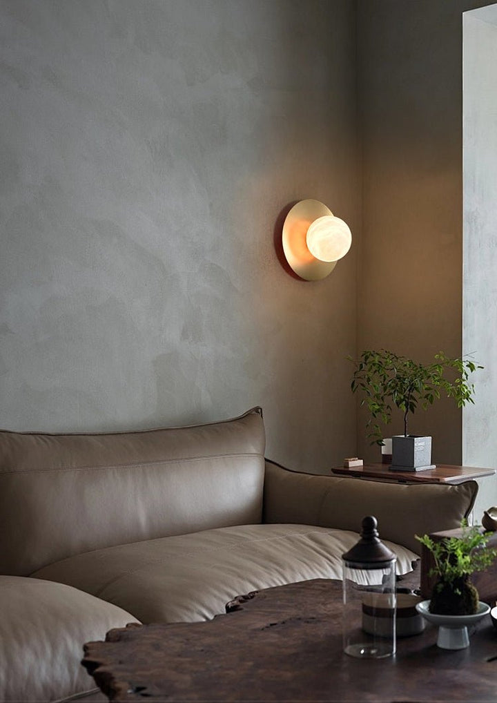 Round Alabaster Orb Sconce - Vakkerlight
