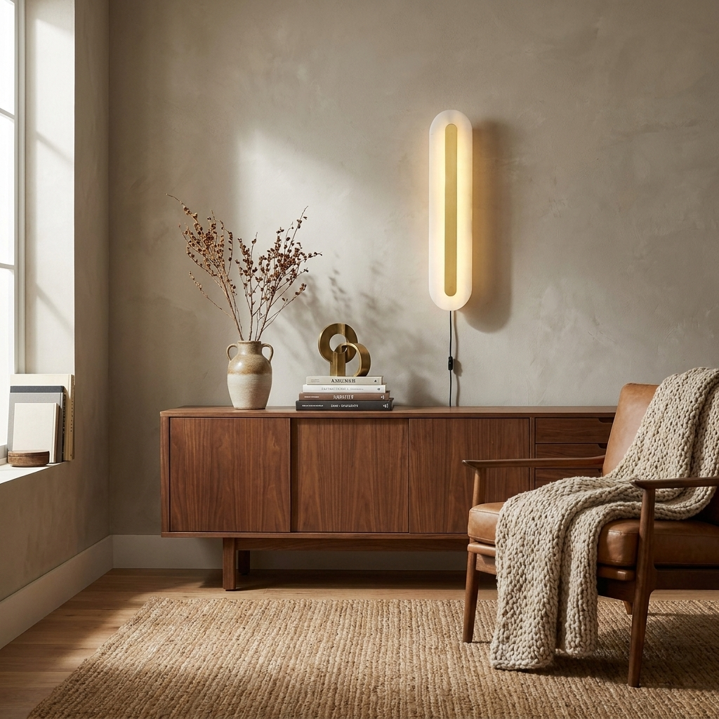 Alabaster Rounded Plug-in Wall Light