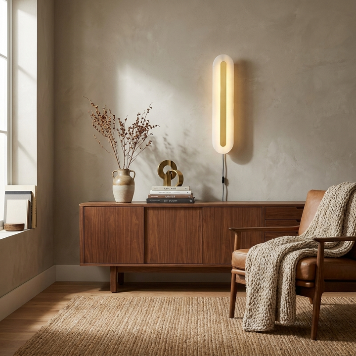 Alabaster Rounded Plug-in Wall Light