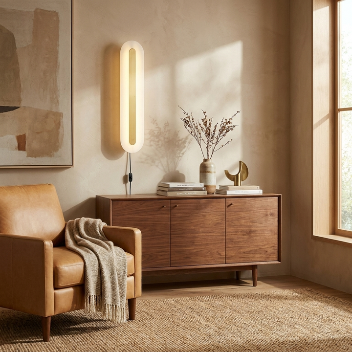 Alabaster Rounded Plug-in Wall Light
