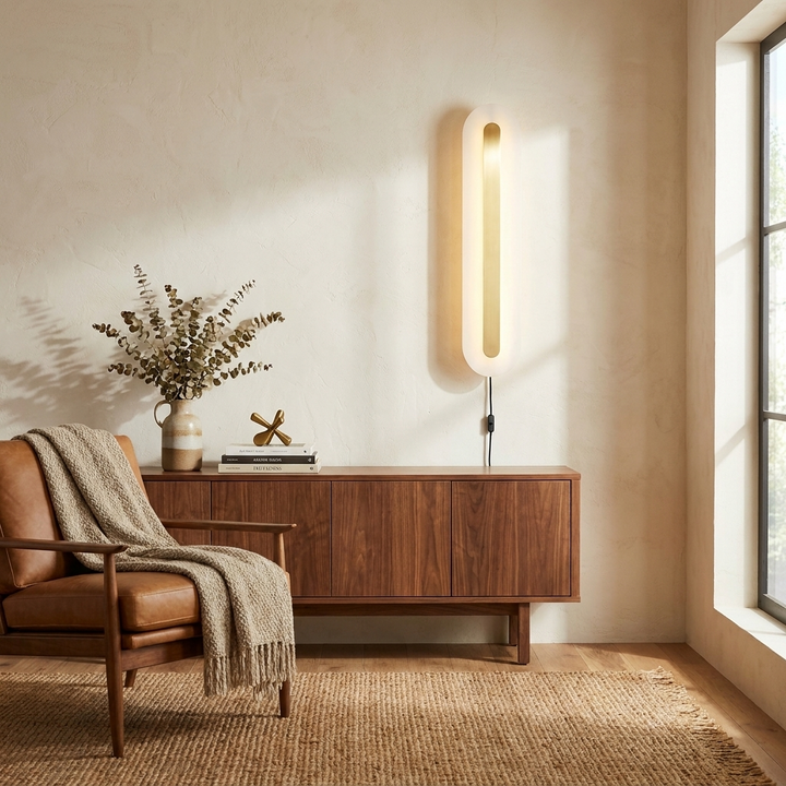 Alabaster Rounded Plug-in Wall Light
