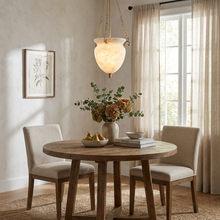 Alabaster Chain Urn Pendant Light