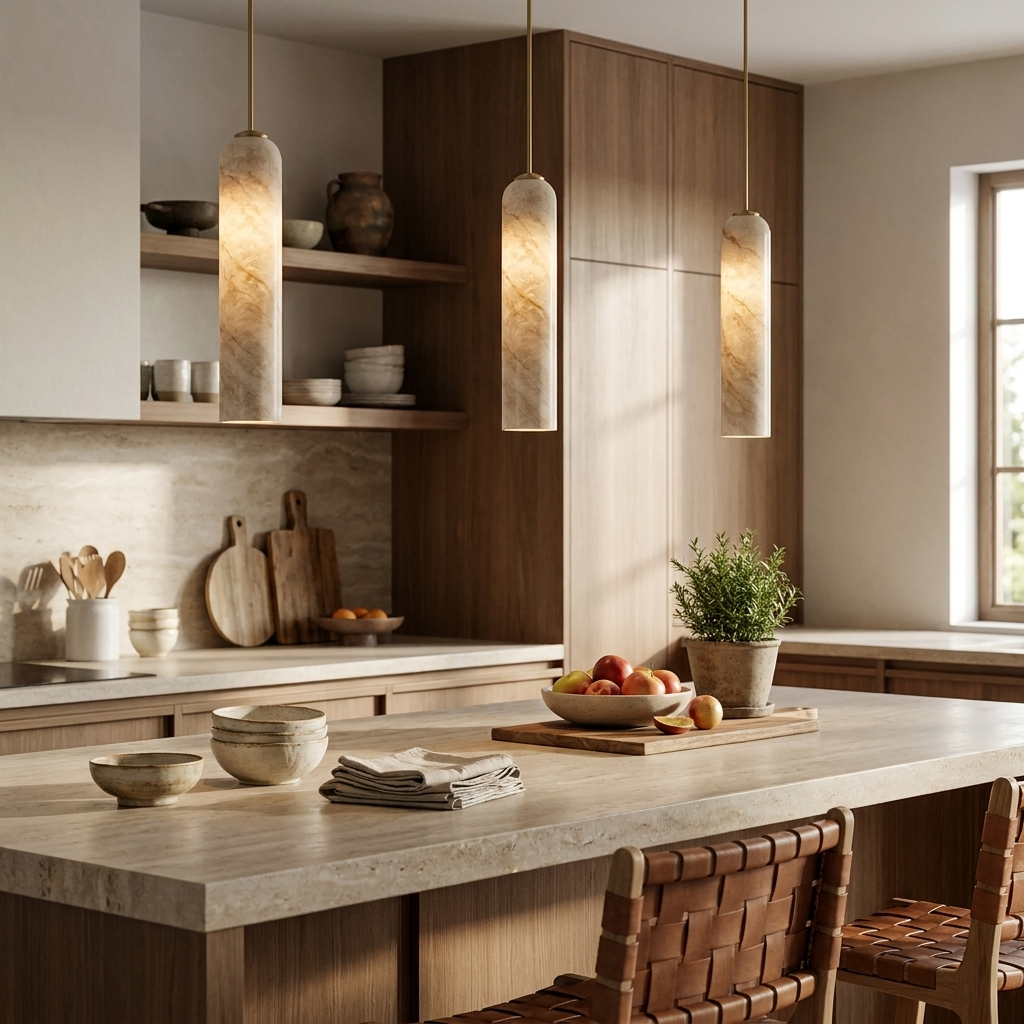 Alabaster Cylinder Pendant Light