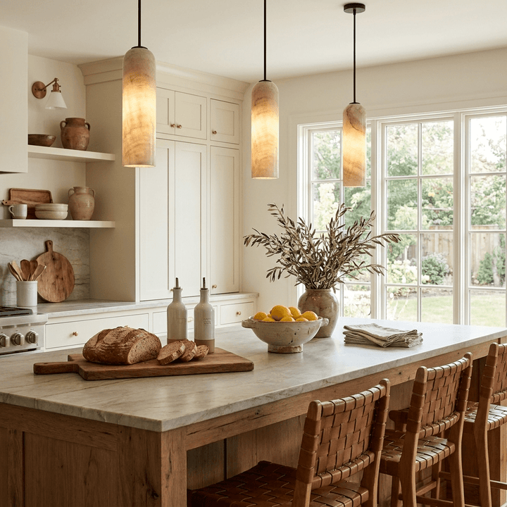 Alabaster Cylinder Pendant Light
