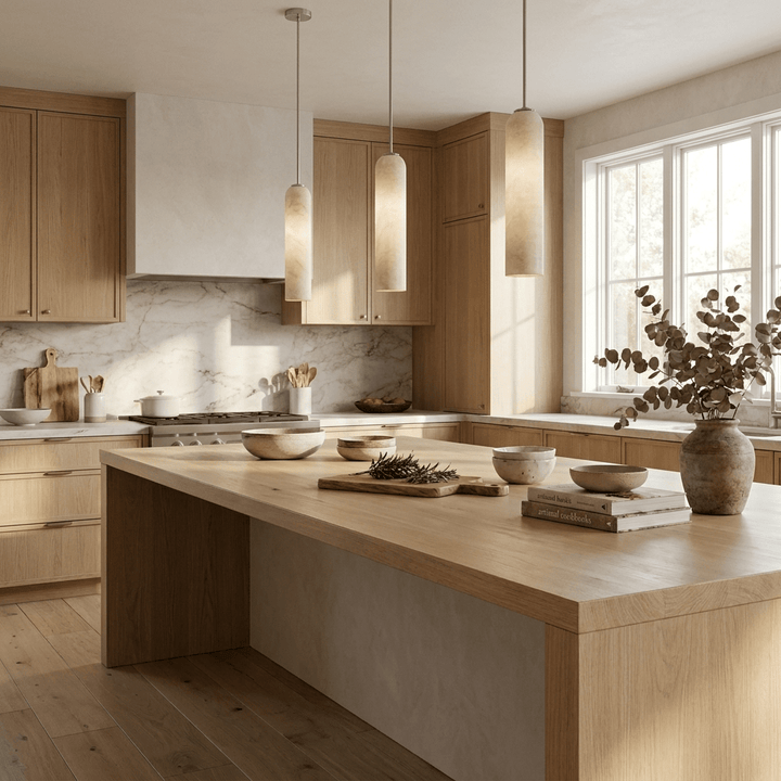 Alabaster Cylinder Pendant Light