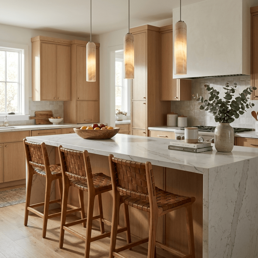 Alabaster Cylinder Pendant Light