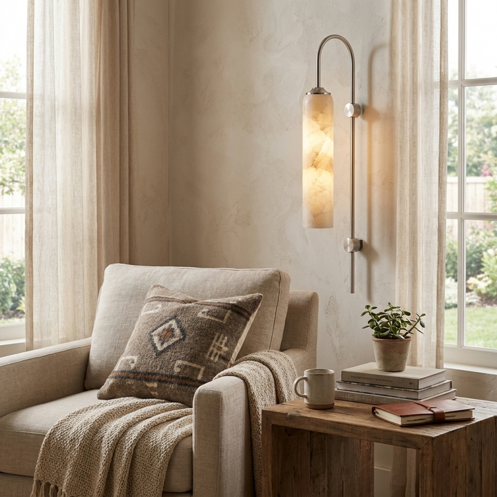 Alabaster Cylinder Wall Light