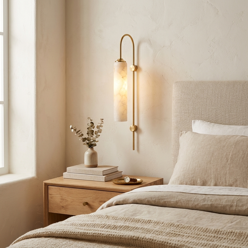 Alabaster Cylinder Wall Light