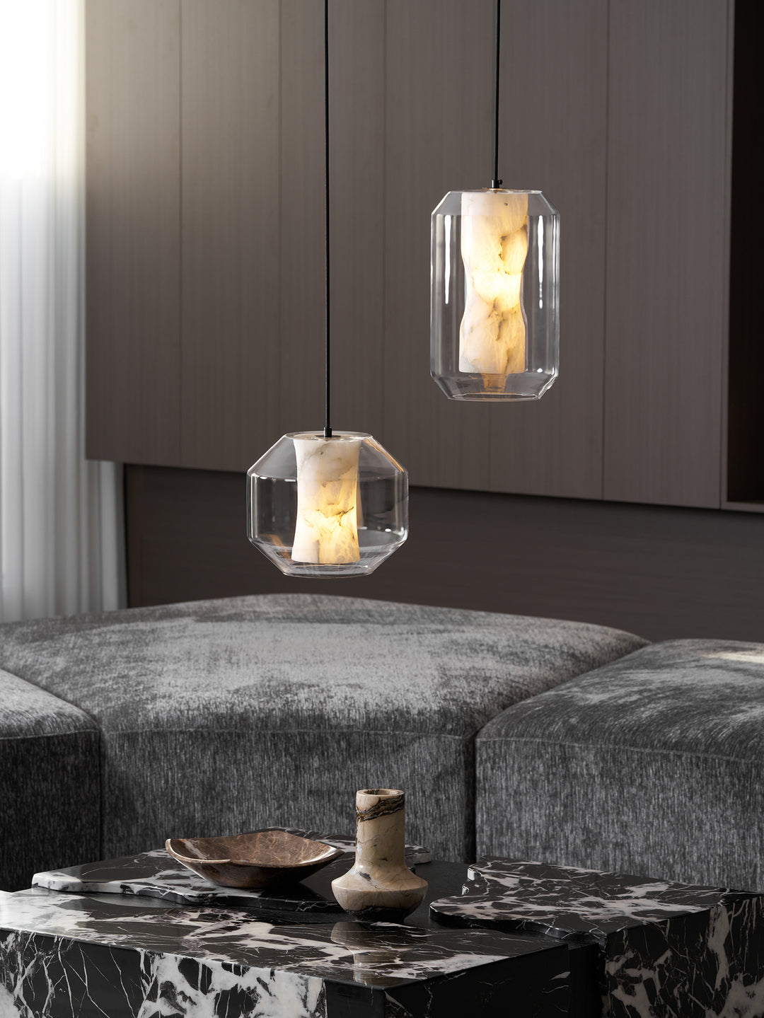 Alabaster Glass Cylinder Pendant Light - Vakkerlight