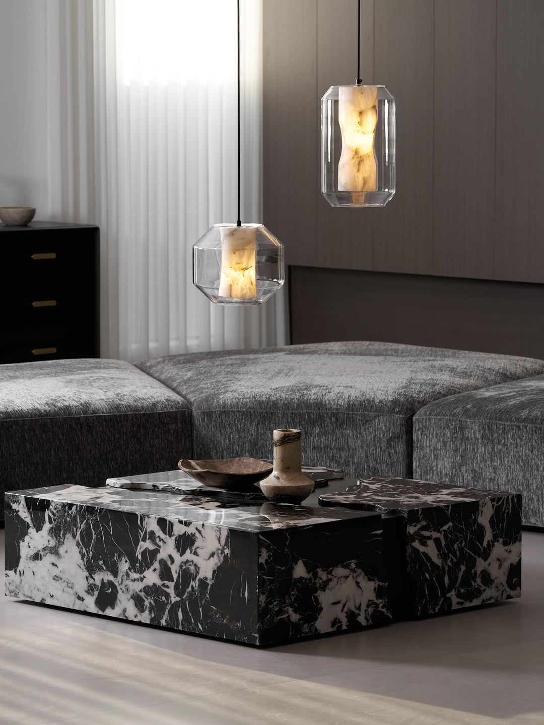 Alabaster Glass Cylinder Pendant Light - Vakkerlight