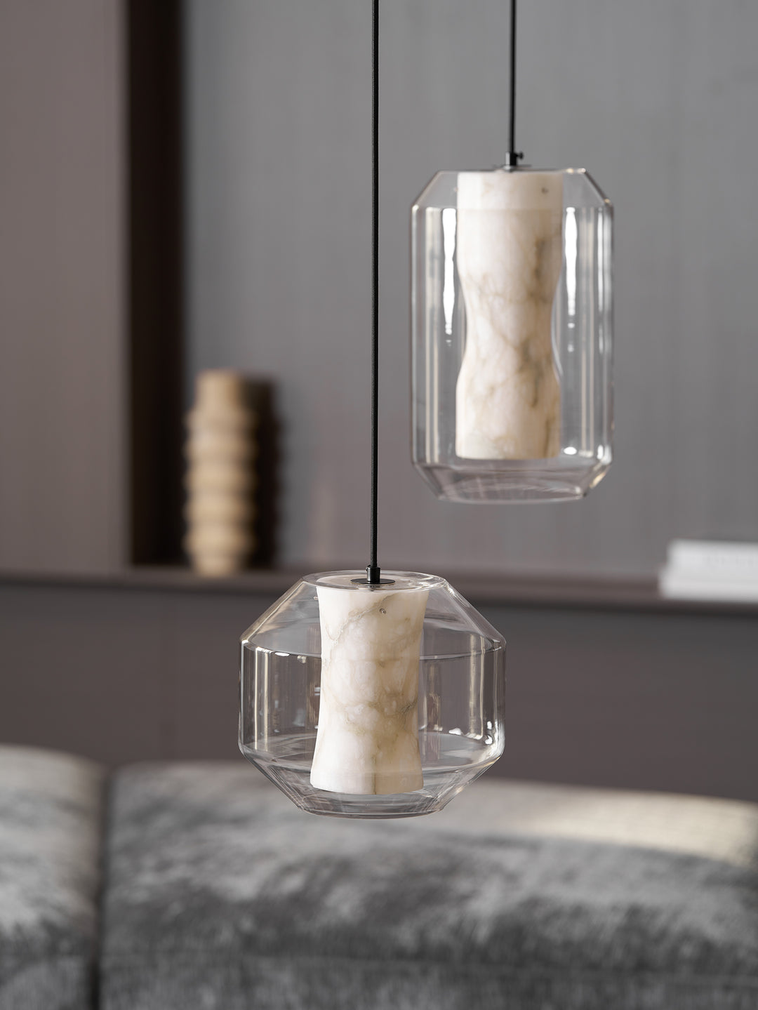 Alabaster Glass Cylinder Pendant Light - Vakkerlight
