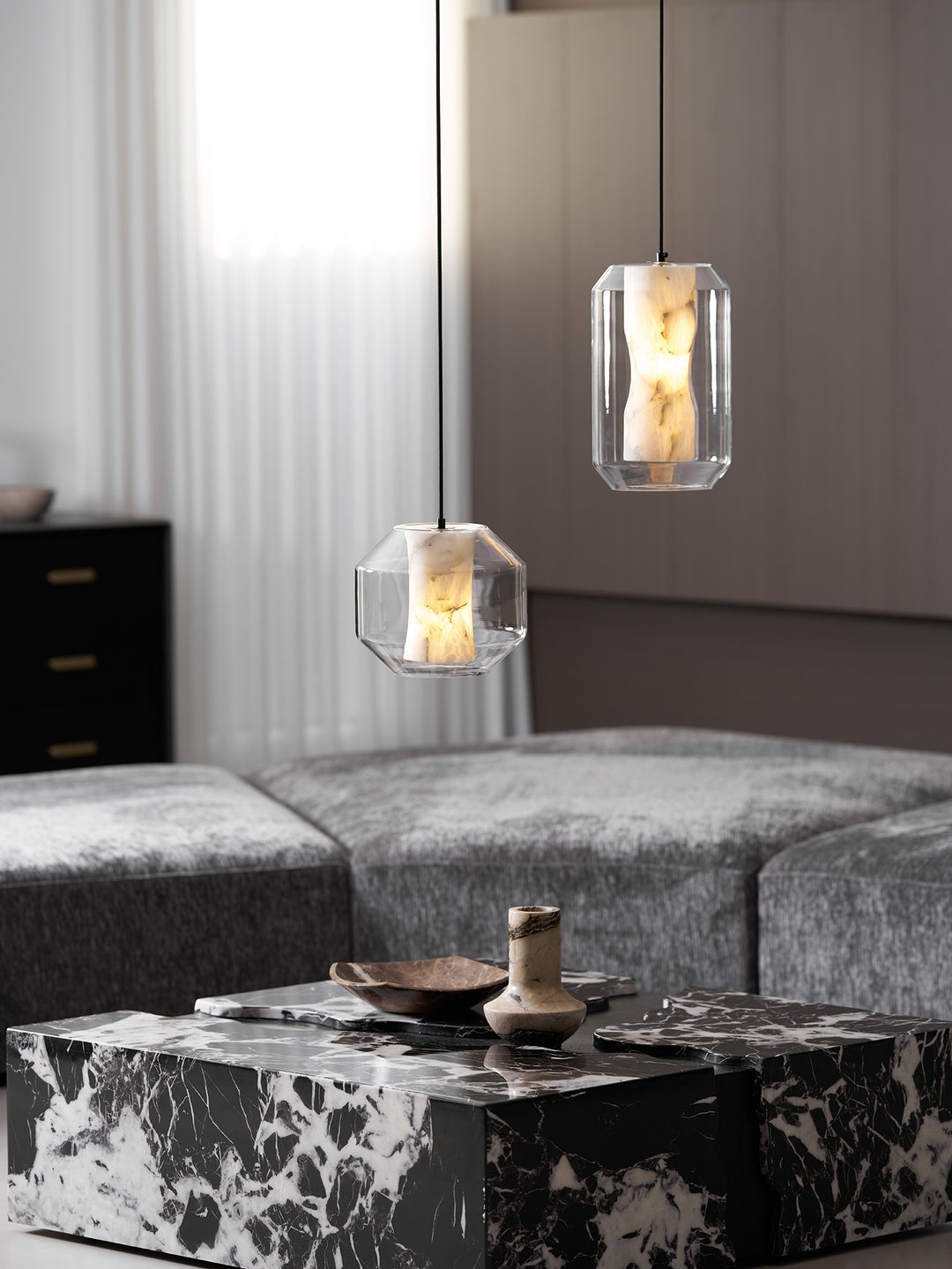 Alabaster Glass Cylinder Pendant Light - Vakkerlight