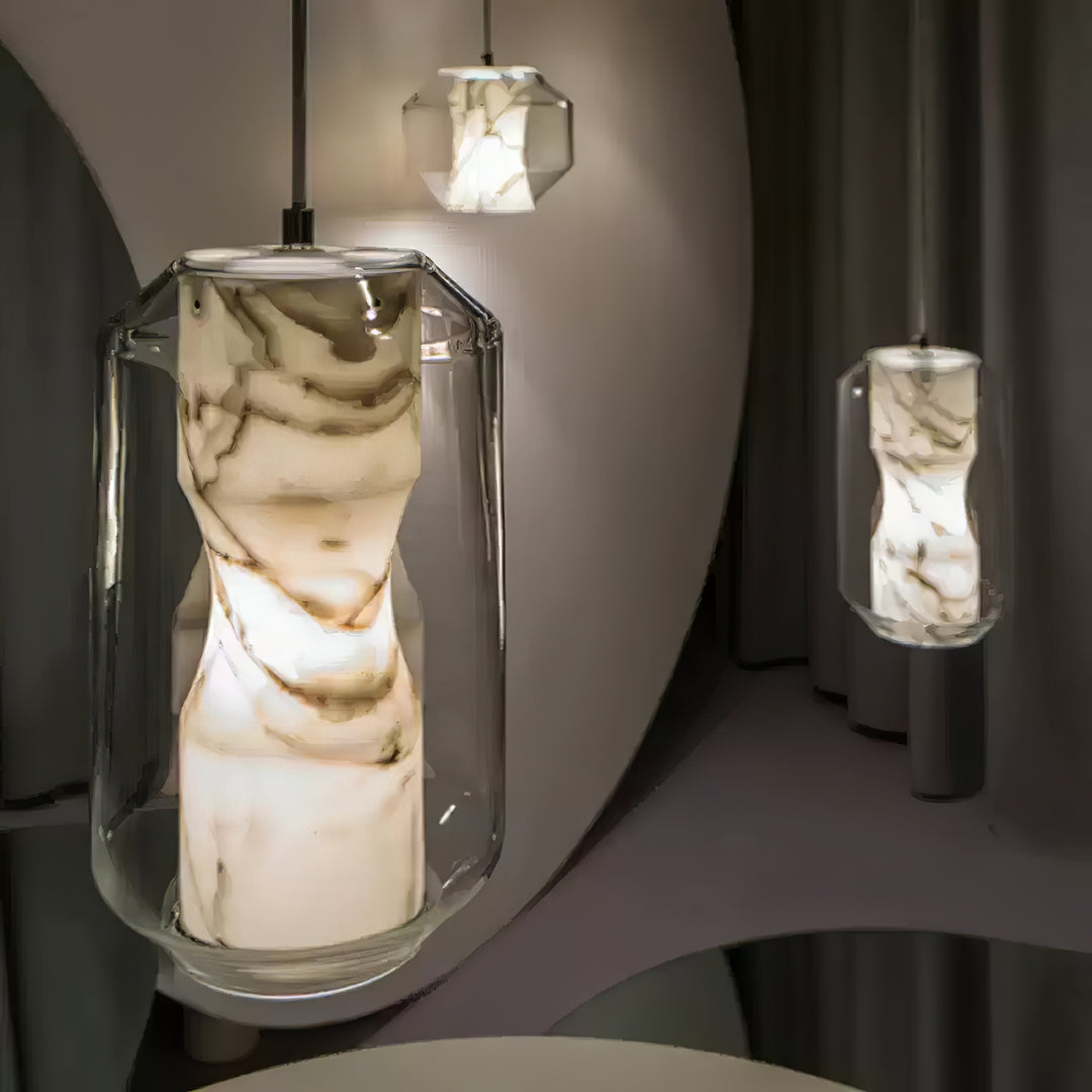 Alabaster Glass Cylinder Pendant Light - Vakkerlight