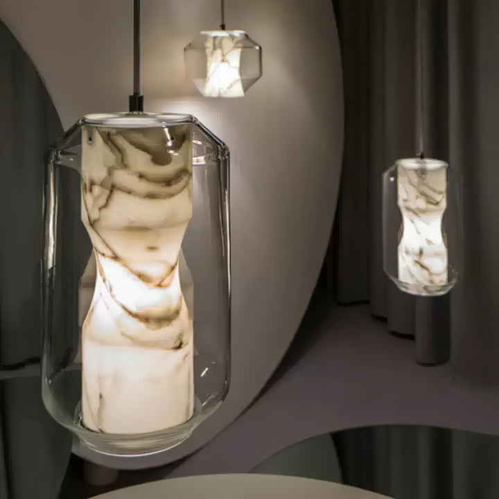 Alabaster Glass Cylinder Pendant Light - Vakkerlight