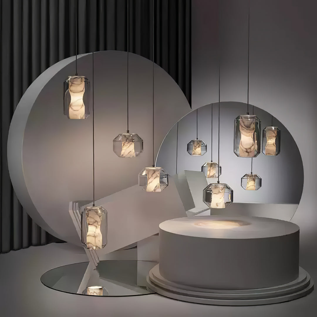 Alabaster Glass Cylinder Pendant Light - Vakkerlight