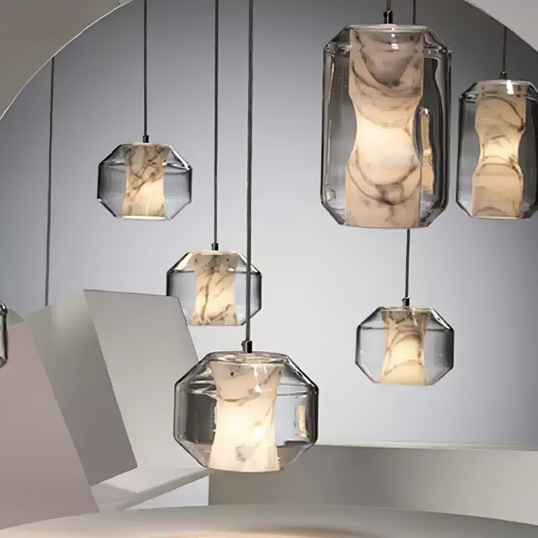 Alabaster Glass Cylinder Pendant Light - Vakkerlight
