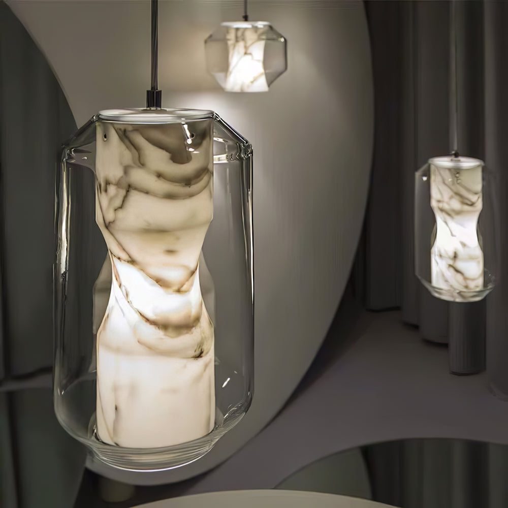 Alabaster Glass Cylinder Pendant Light - Vakkerlight