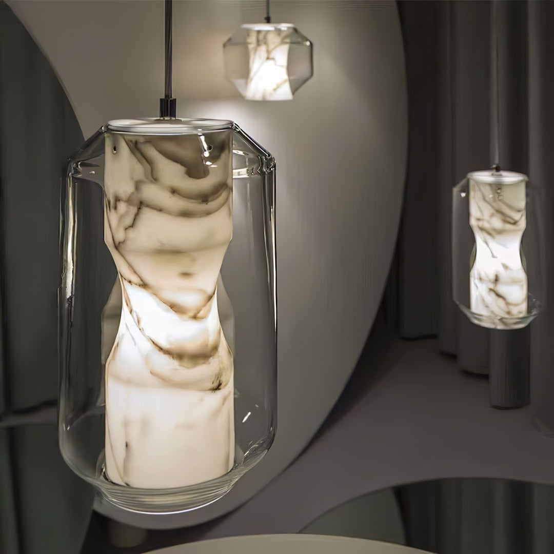 Alabaster Glass Cylinder Pendant Light - Vakkerlight