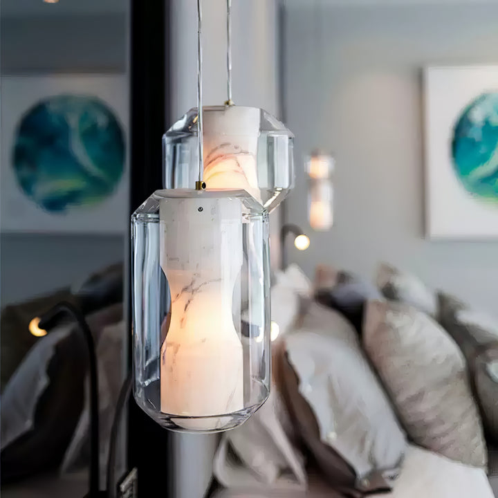 Alabaster Glass Cylinder Pendant Light - Vakkerlight