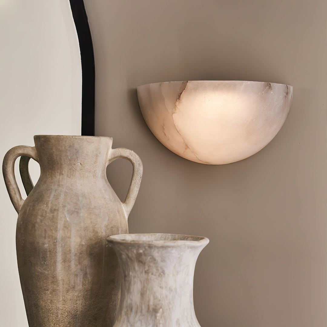 Alabaster Half - Moon Wall Sconce - Vakkerlight