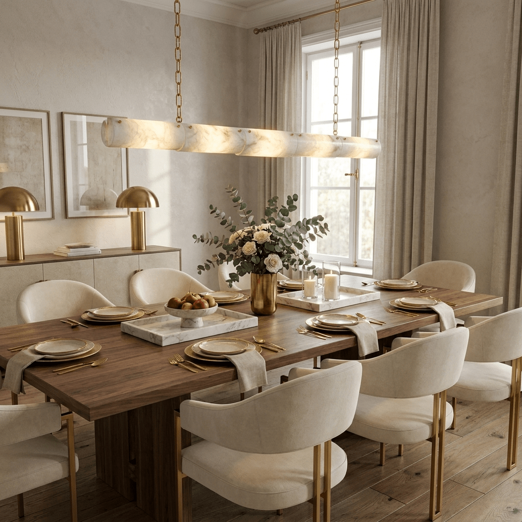 Alabaster Linear Chain Pendant Lamp - Vakkerlight