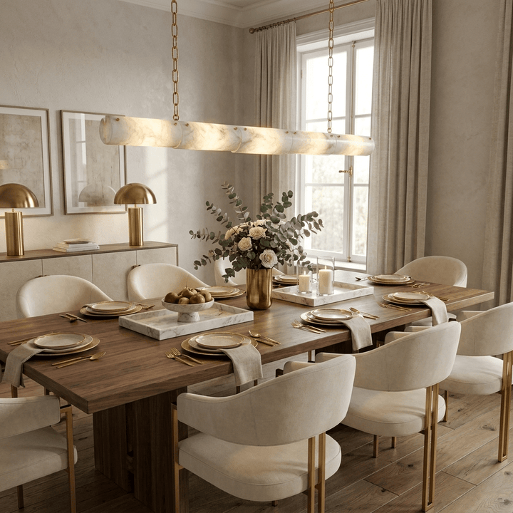Alabaster Linear Chain Pendant Lamp - Vakkerlight