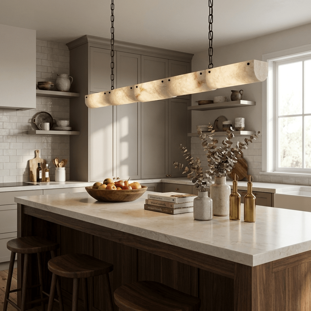 Alabaster Linear Chain Pendant Lamp - Vakkerlight