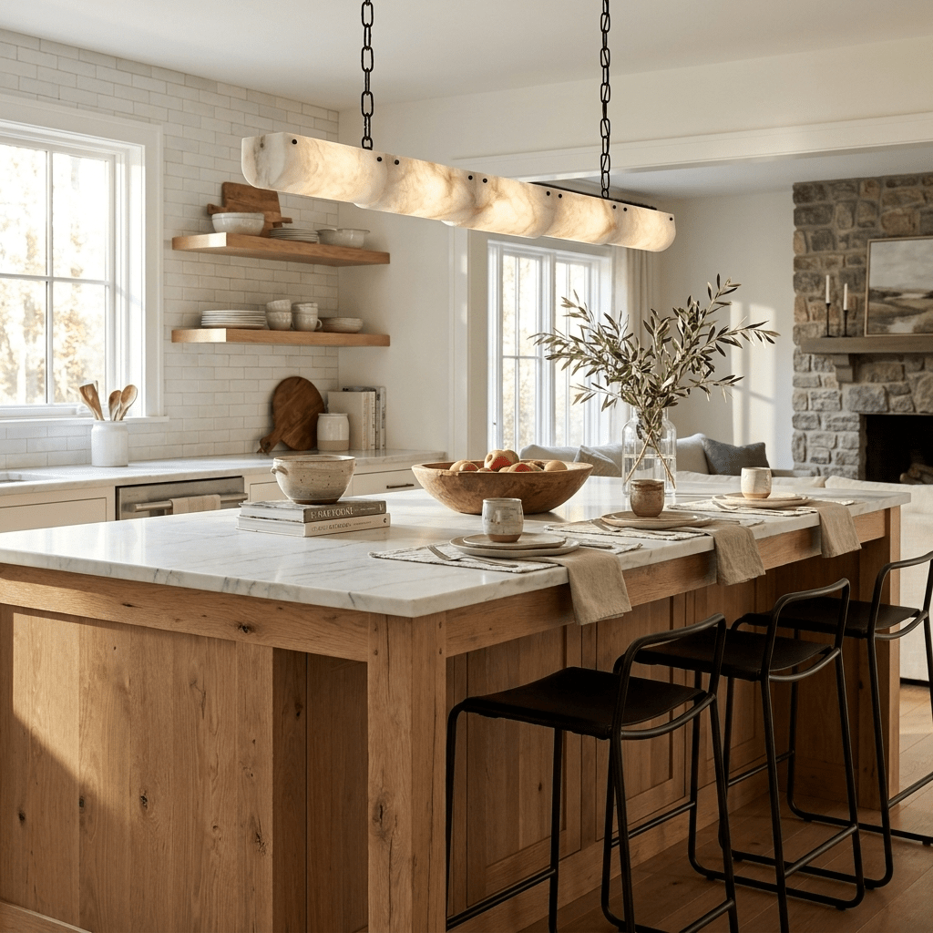 Alabaster Linear Chain Pendant Lamp - Vakkerlight