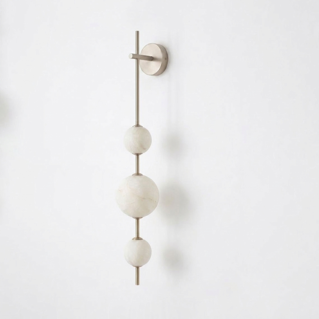 Alabaster Orb Column Wall Sconce