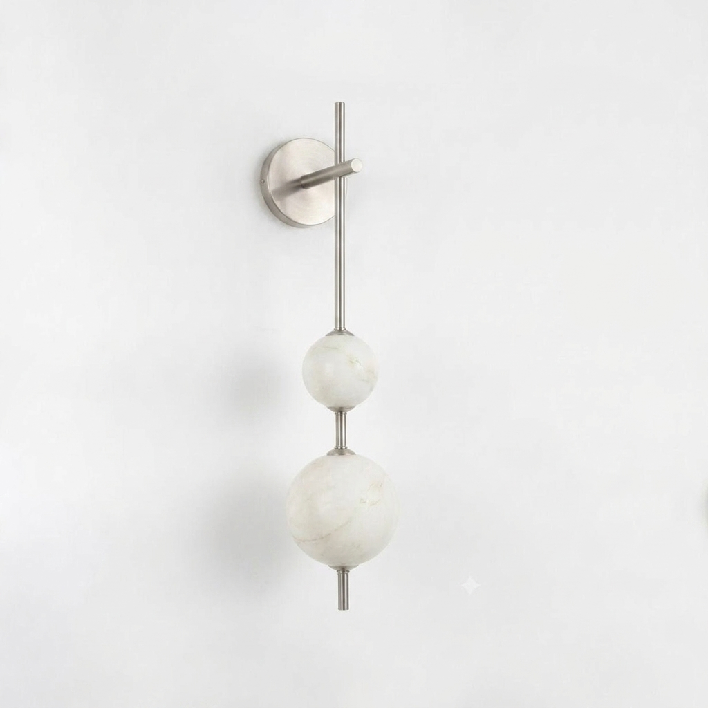 Alabaster Orb Column Wall Sconce
