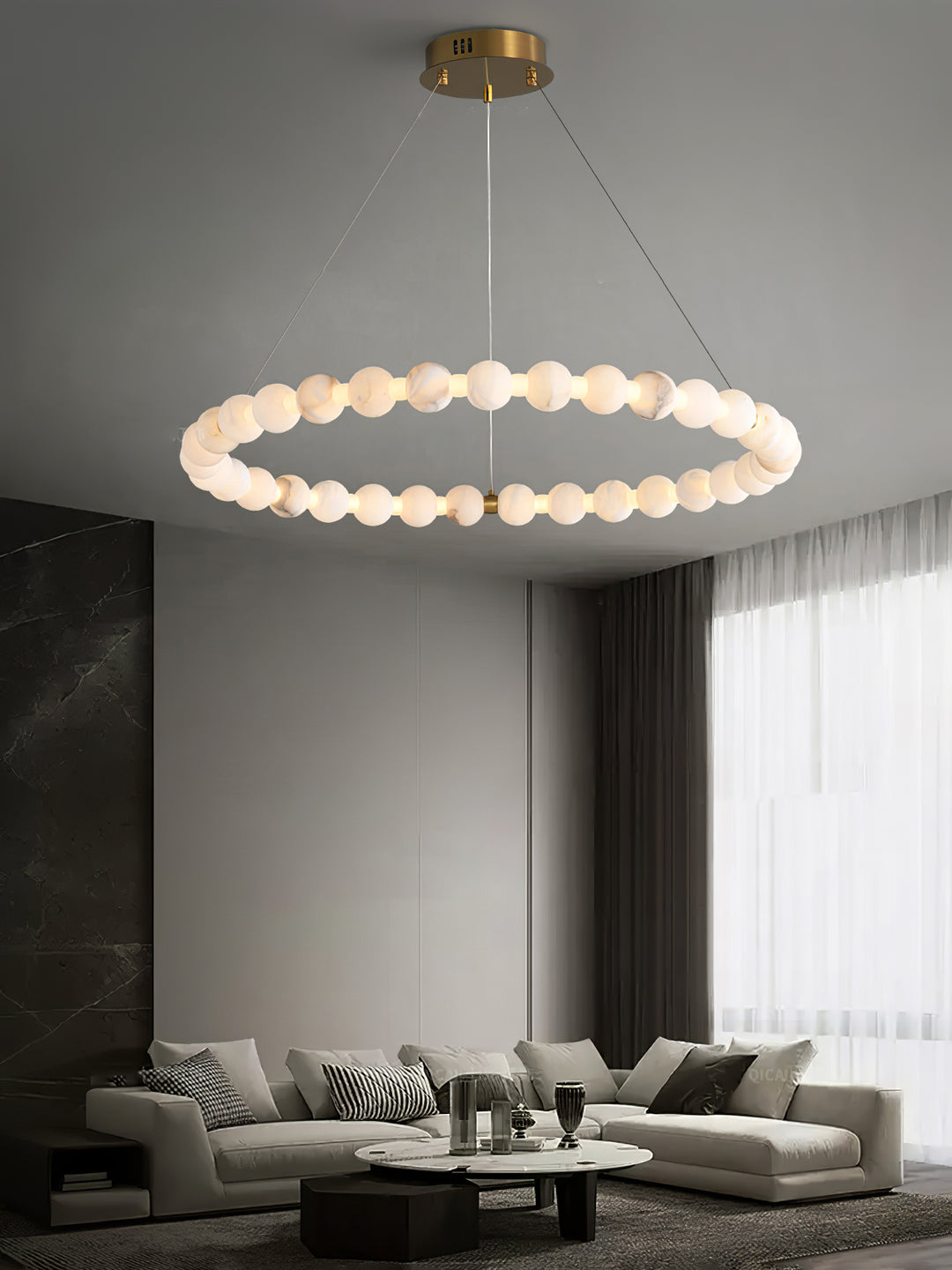 Alabaster Orb Ring Chandelier - Vakkerlight