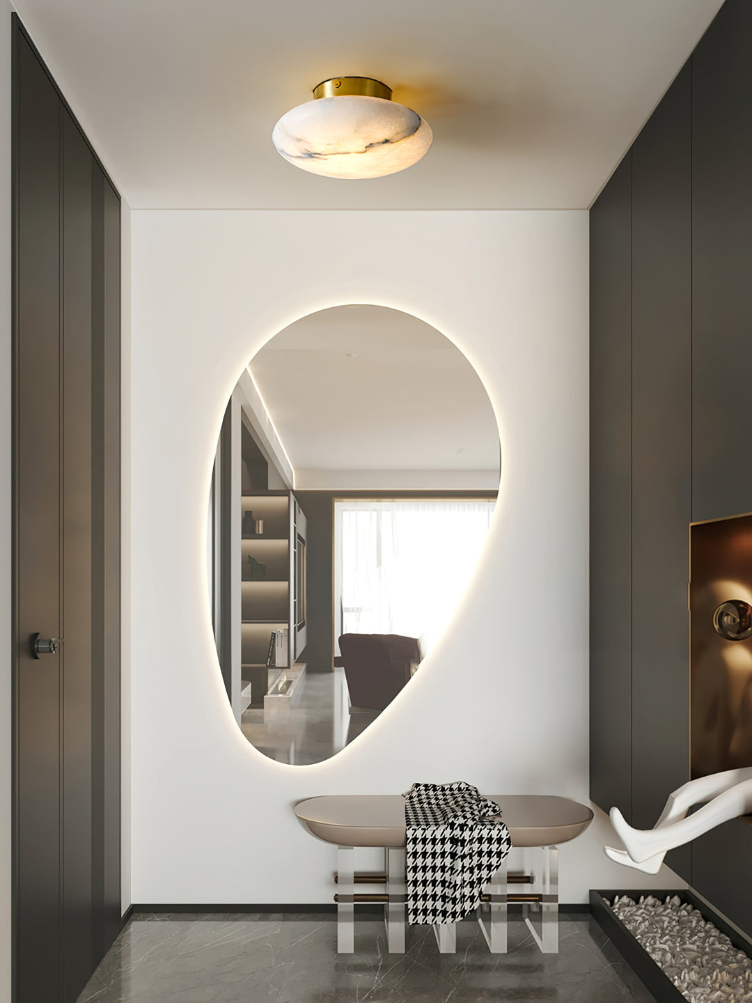 Alabaster Oval Ceiling Lamp - Vakkerlight