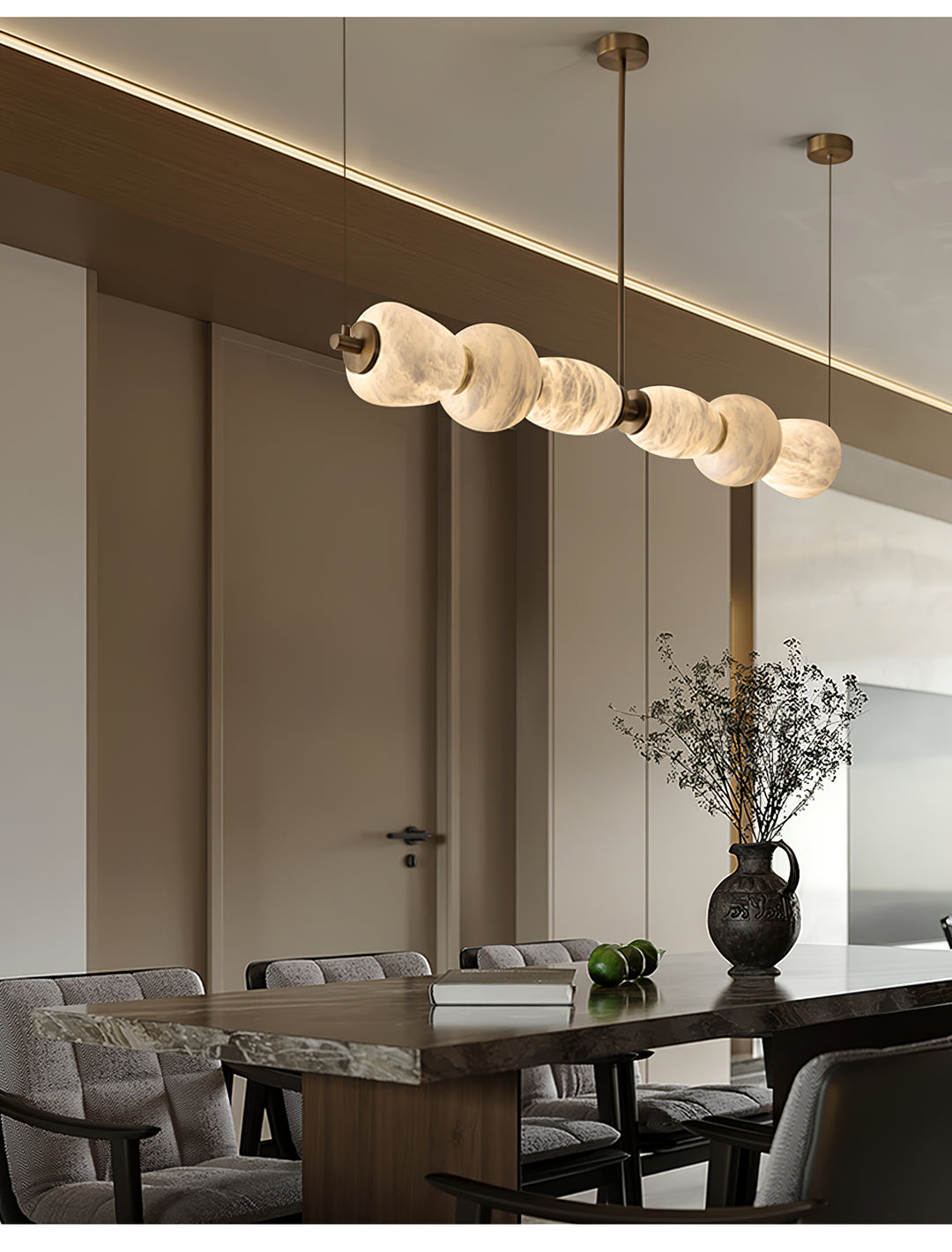 Alabaster Pebble Linear Chandelier - Vakkerlight
