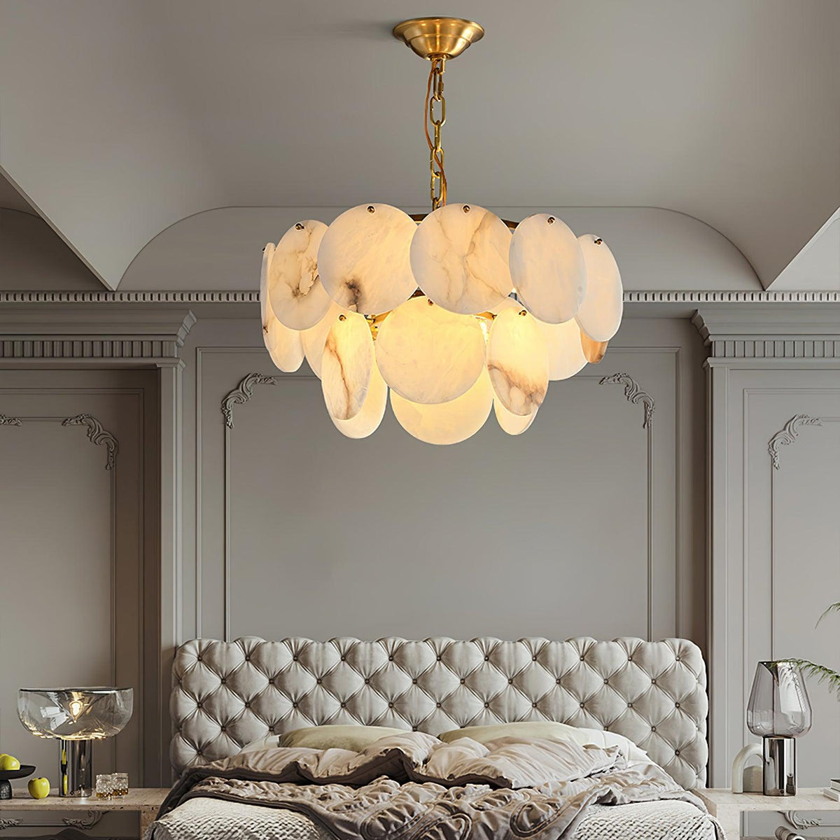 Alabaster Shell Brass Chandelier – Vakkerlight