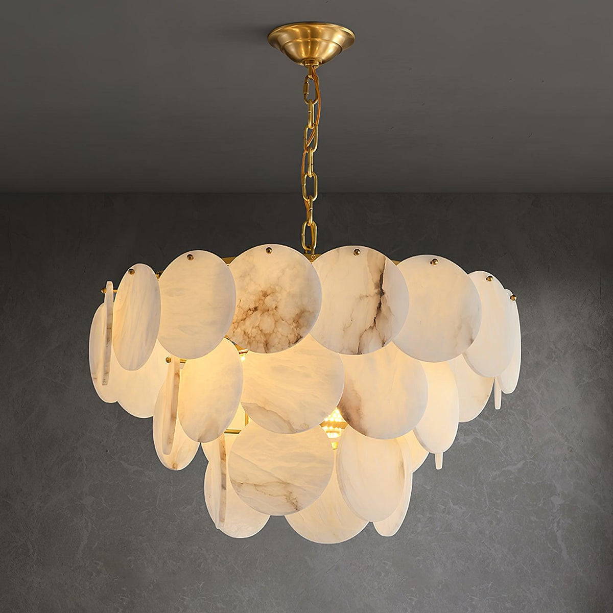 Alabaster Shell Brass Chandelier – Vakkerlight