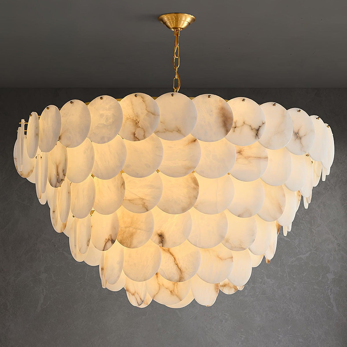 Alabaster Shell Brass Chandelier – Vakkerlight