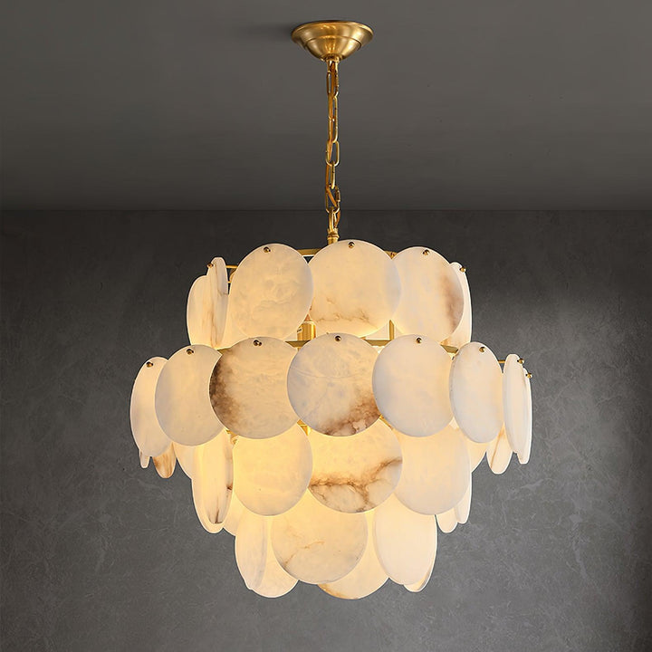 Alabaster Shell Brass Chandelier - Vakkerlight