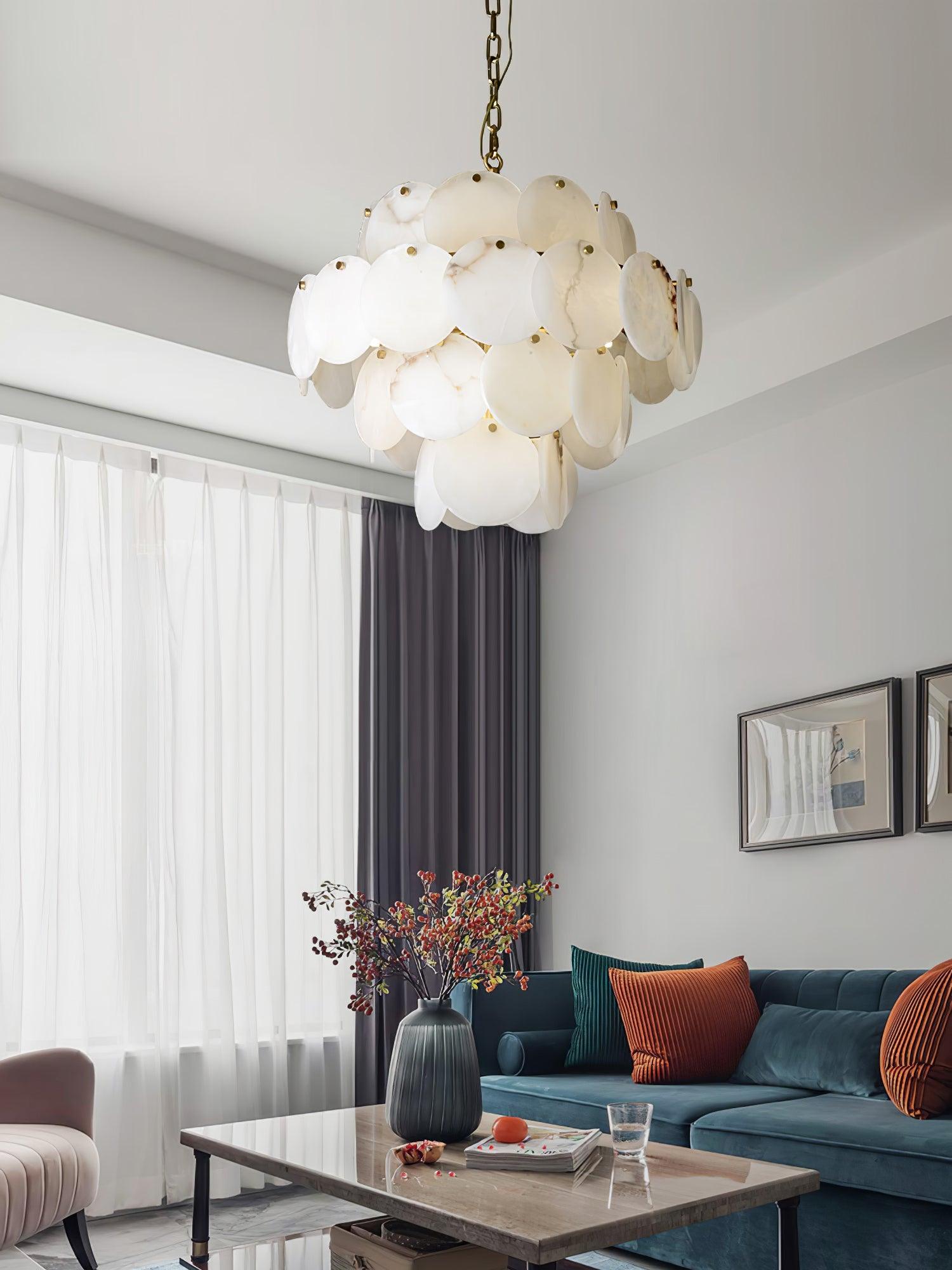 Alabaster Shell Brass Chandelier – Vakkerlight
